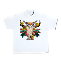 White aztec western bull skull Urban Heavy Tee - NancyCooperArtShop