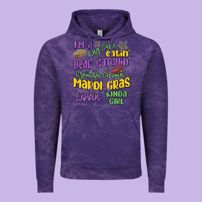 I'm A King Cake Eatin' Mardi Gras Lovin' Kinda Gir Vintage Hoodie Designed By Maliassmallbusiness