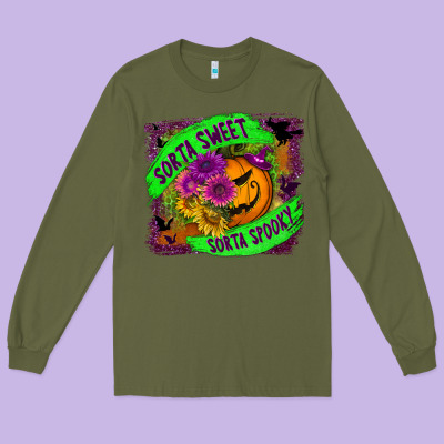 Sorta Sweet Spooky Long Sleeve Tee Designed By Bundleandbundleshop