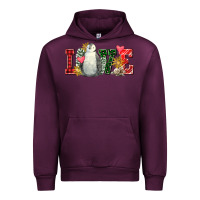 Mauve Wine christmas penguin love Urban Hoodie - FaDigitalArtStudio