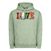 Pigment Oil Green christmas penguin love Urban Hoodie - FaDigitalArtStudio