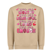 Mushroom you are worthy beautiful loved enough valentines Heavyweight Sweatshirt - LillyAllenDesigns