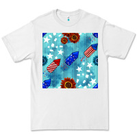 White patriotic fireworks and sunflower Premium Tee - BundleAndBundleShop