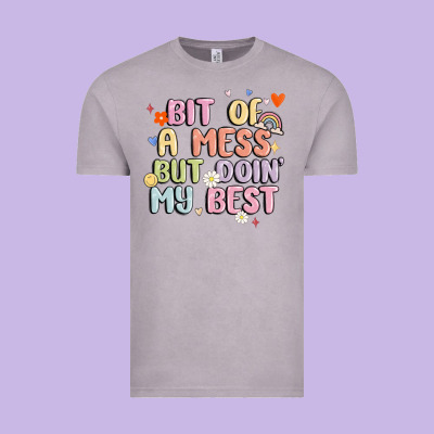 Bit Of A Mess But Doin' My Best Vintage Tee Designed By Maliassmallbusiness