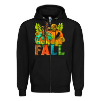 Black Hello Fall Zipper Hoodie - NancyCooperArtShop