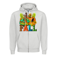 Dove Grey Hello Fall Zipper Hoodie - NancyCooperArtShop