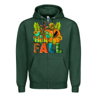 Sports Green Hello Fall Zipper Hoodie - NancyCooperArtShop