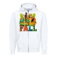 White Hello Fall Zipper Hoodie - NancyCooperArtShop