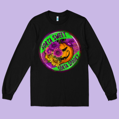 Halloween Round Earrings Long Sleeve Tee Designed By Bundleandbundleshop
