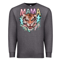 Charcoal Heather Mama tiger lightning bolt Premium Sweatshirt - HowdyJamesFarm