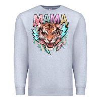 Heather Grey Mama tiger lightning bolt Premium Sweatshirt - HowdyJamesFarm