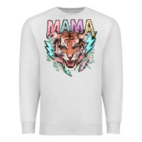 Oatmeal Heather Mama tiger lightning bolt Premium Sweatshirt - HowdyJamesFarm