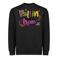 Black rollin' with my krewe mardi gras Heavyweight Sweatshirt - LillyAllenDesigns
