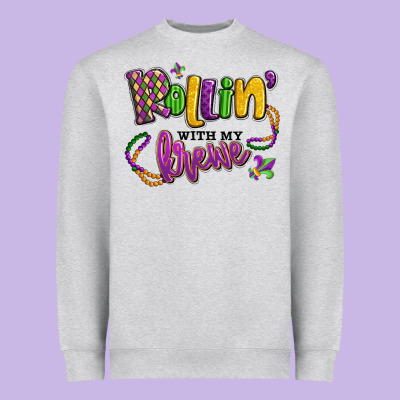 Rollin' With My Krewe Mardi Gras Heavyweight Sweatshirt Designed By Lillyallendesigns