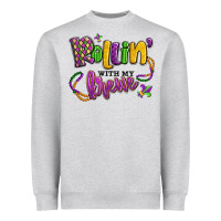 Heather Grey rollin' with my krewe mardi gras Heavyweight Sweatshirt - LillyAllenDesigns