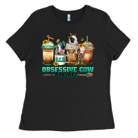 Black ocd obsessive cow disorder coffee cups Ladies Tee - Jasminsmagicworld