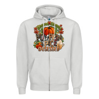 Dove Grey Stressed blessed pumpkin spice obsessed Fall Zipper Hoodie - NancyCooperArtShop