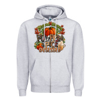 Heather Grey Stressed blessed pumpkin spice obsessed Fall Zipper Hoodie - NancyCooperArtShop