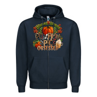 Navy Stressed blessed pumpkin spice obsessed Fall Zipper Hoodie - NancyCooperArtShop