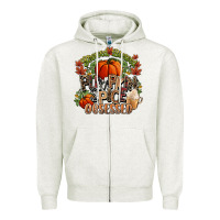 Oatmeal Heather Stressed blessed pumpkin spice obsessed Fall Zipper Hoodie - NancyCooperArtShop