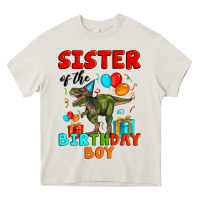 Cream sister of the birthday boy t rex Heavy Core Tee - Artiststas