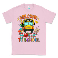 Bubblegum Pink welcome back to school with school bus Classic Tee - NancyCooperArtShop