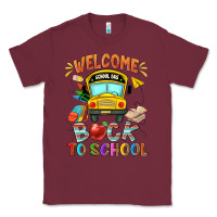 Burgundy welcome back to school with school bus Classic Tee - NancyCooperArtShop