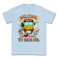 Dusty Blue welcome back to school with school bus Classic Tee - NancyCooperArtShop