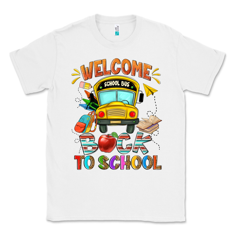 Welcome Back To School With School Bus Classic Tee by NancyCooperArtShop | Teevron