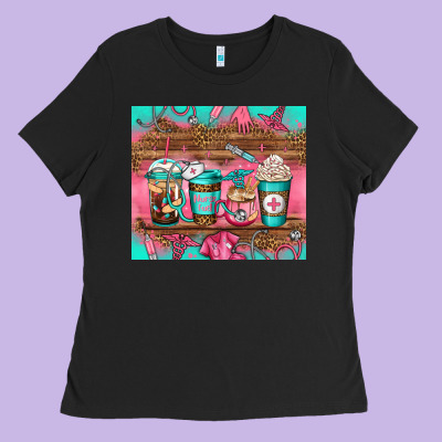 Nurse Fuel Coffee Cups Ladies Tee Designed By Jasminsmagicworld