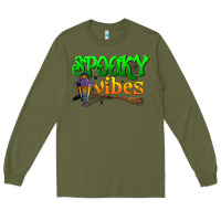 Army Green spooky vibes Long Sleeve Tee - BundleAndBundleShop
