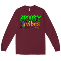 Burgundy spooky vibes Long Sleeve Tee - BundleAndBundleShop