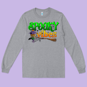 Spooky Vibes Long Sleeve Tee Designed By Bundleandbundleshop