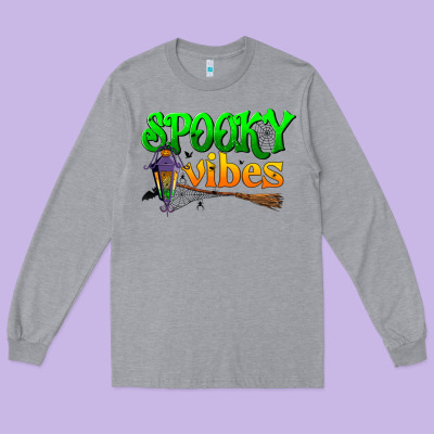 Spooky Vibes Long Sleeve Tee Designed By Bundleandbundleshop