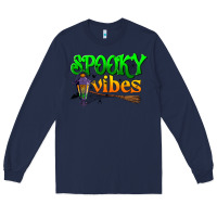 Navy spooky vibes Long Sleeve Tee - BundleAndBundleShop