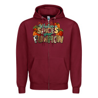 Burgundy Whatever spices your pumpkin Fall Zipper Hoodie - NancyCooperArtShop