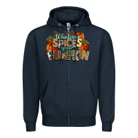 Navy Whatever spices your pumpkin Fall Zipper Hoodie - NancyCooperArtShop
