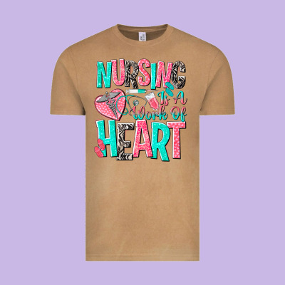 Nursing Is A Work Of Heart Vintage Tee Designed By Nancycooperartshop
