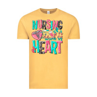 Vintage Mustard nursing is a work of heart Vintage Tee - NancyCooperArtShop