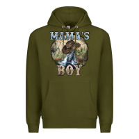 Army Green Mama's Boy western Cowboy boots cactus Premium Hoodie - HowdyJamesFarm