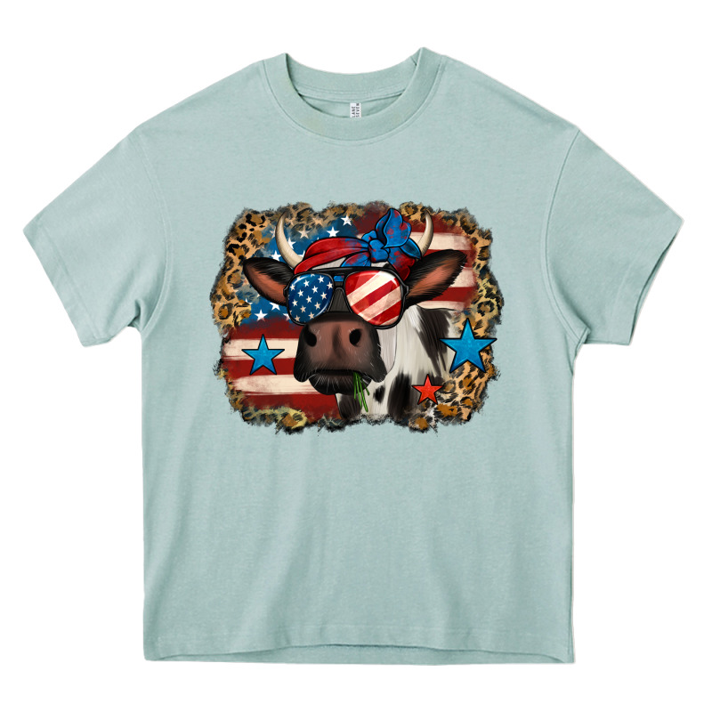 4th Of July Cow Heavy Core Tee by Jasminsmagicworld | Teevron