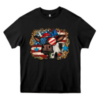 Black 4th of july cow Heavy Core Tee - Jasminsmagicworld