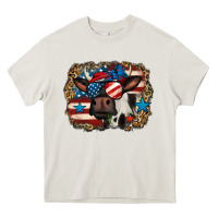 Cream 4th of july cow Heavy Core Tee - Jasminsmagicworld