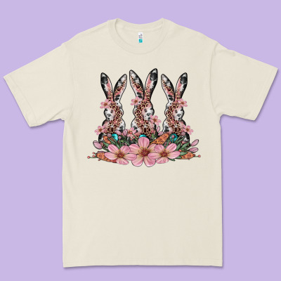 Rabbits With Blossom Flower Premium Tee Designed By Artiststas