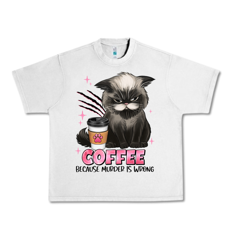 Coffee Because Murder Is Wrong Grumpy Cat Urban Heavy Tee by JahusDesignShop | Teevron