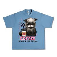 Pebble Blue coffee because murder is wrong grumpy cat Urban Heavy Tee - JahusDesignShop