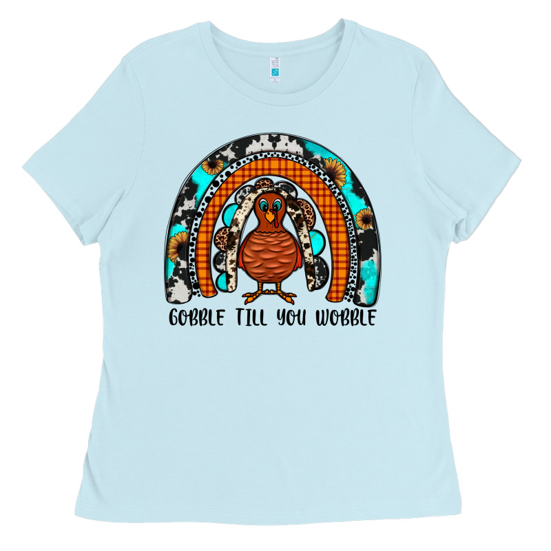 Gobble Till You Wobble Rainbow Ladies Tee by JahusDesignShop | Teevron