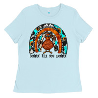 Baby Blue gobble till you wobble rainbow Ladies Tee - JahusDesignShop
