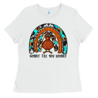 White gobble till you wobble rainbow Ladies Tee - JahusDesignShop