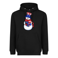 Black Patriotic snowman 4th of july Heavyweight Hoodie - HowdyJamesFarm